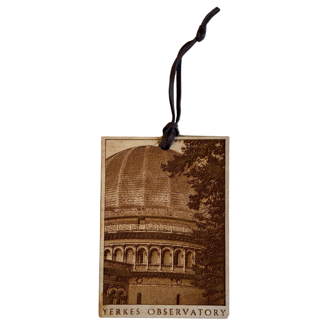 Yerkes Observatory Wood Engraved Ornament, Dome